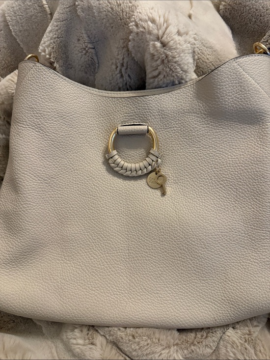 See By Chloe Handbags - See By Chloe Cream Leather Shoulder Bag with Gold Ring